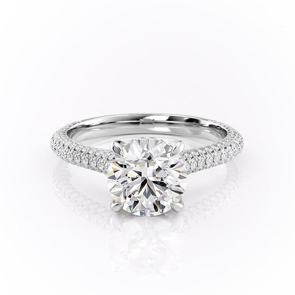 Pear Cut Moissanite Ring with Hidden Halo